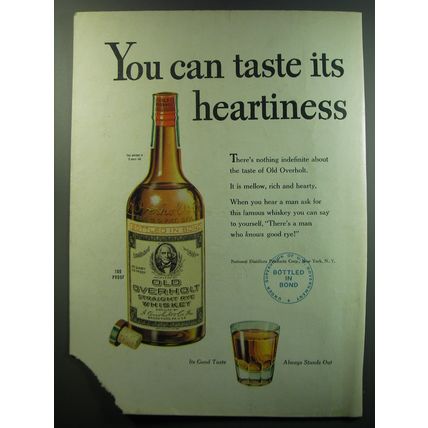 1949 Old Overholt Straight Rye Whiskey Advertisement - can taste its heartiness