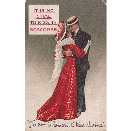 Kissing In Boscombe Is No Crime Antique Dorset Postcard