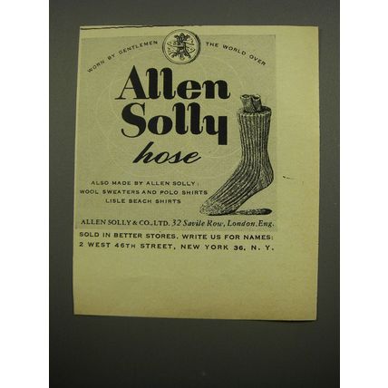 1955 Allen Solly Hose Ad - Worn by gentlemen the world over