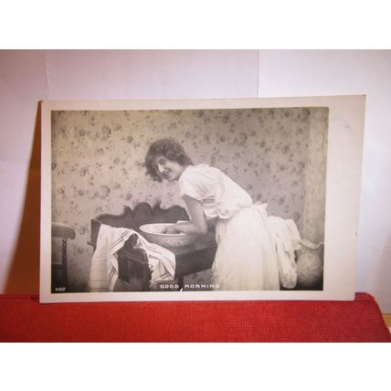 'GOOD MORNING' BAMFORTH humour antique postcard RP 1907 pm =