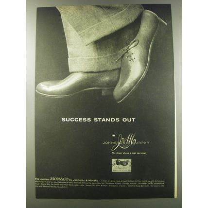 1956 Johnston & Murphy Monaco Shoes Ad - Success stands out