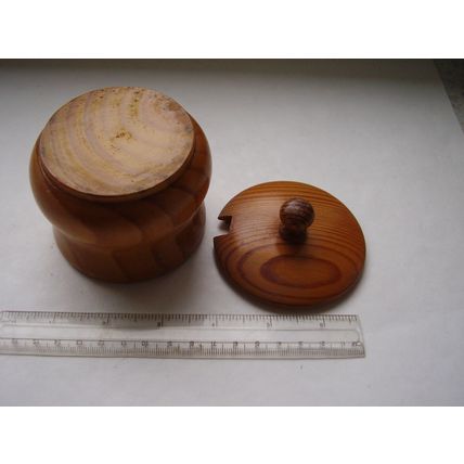 Treen Preserve Pot Turned Wood Jam Honey Storage Jar Plastic Liner with Spoon Vi