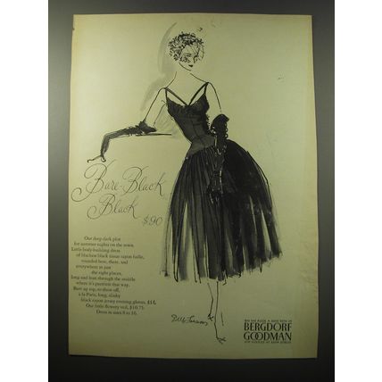 1955 Bergdorf Goodman Dress Advertisement - Bare-Black Black