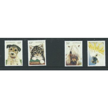 australia stamps 1991 sg1299 sg 1299 domestic pets dog cat pony