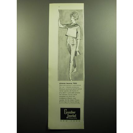 1958 Gunther Jaeckel Fashion Ad - Shore Leave $20