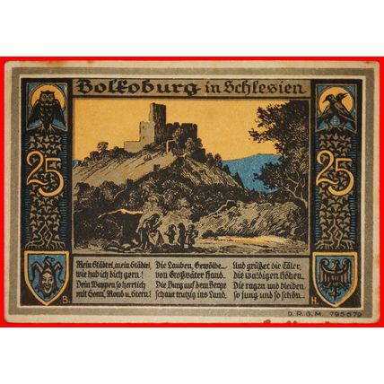SILESIA:GERMANY BOLKENHAIN (POLAND)★25 PFENNIGS 1922 GLOGAU★LOW START★NO RESERVE