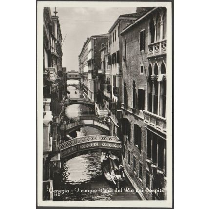 I Cinque Ponti del Rio dei Sospiri, Venezia, c.1940s - Brocca Foto Cartolina
