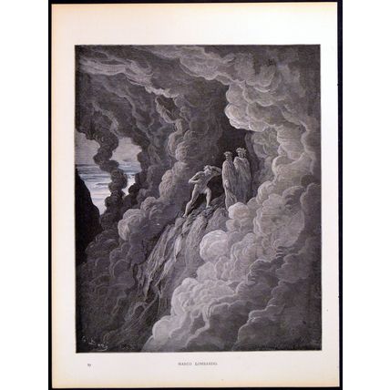 MARCO LOMBARDO 1885 Gustave Doré - Dante Alighieri ANTIQUE ENGRAVING #2