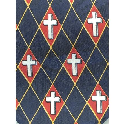 Steven Harris Mens Necktie Patriotic Blue Red White Argyle Cross Print Handmade
