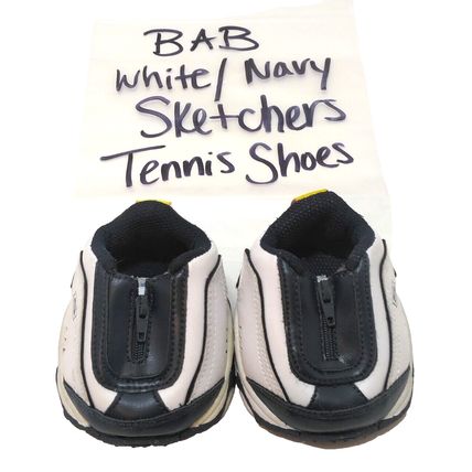 Build A Bear Workshop Skechers Tennis Shoes White And Navy Zipper Leather