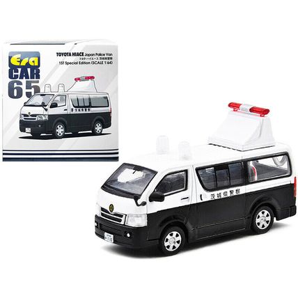 Toyota Hiace Japan Police Van White and Black "1st Special Edition" 1/64 Diec...