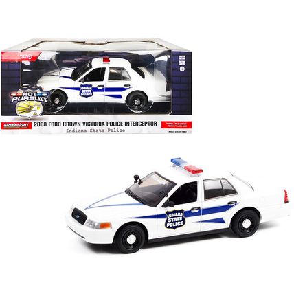 2008 Ford Crown Victoria Police Interceptor White with Dark Blue Stripes "Ind...