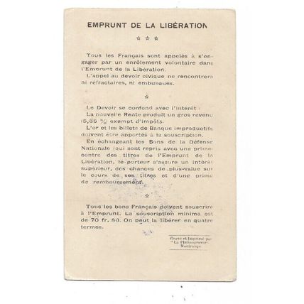 Emprunt De La Liberation Les Vainqeurs De La Marne, 1914-18, General Gallient.
