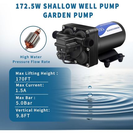 RV Fresh Water Pump 110V Water High Pressure Increase Booster Pump for Home Irri
