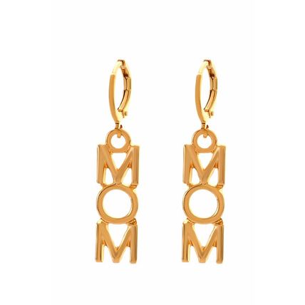 Gold MOM Letter Pendant Alloy Earrings