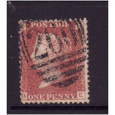 GREAT BRITAIN 1858-79 QV SG44 1d RED BROWN PLATE 198 LETTERED BE USED