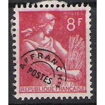 Mi 992: 8 Fr. brownish carmine Precancelled Definitive: Farmer's Wife with Sheaf