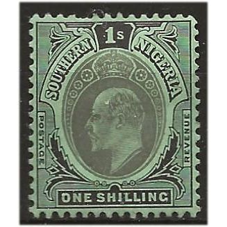 Southern Nigeria 1912 SG52 1/- Black/Green Mounted Mint . .. .