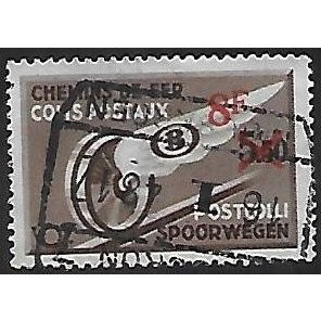 Belgium Pa Mi 18: 8 Fr. on 5 Fr. 50 Parcel Stamp: Winged Wheel on the Rail