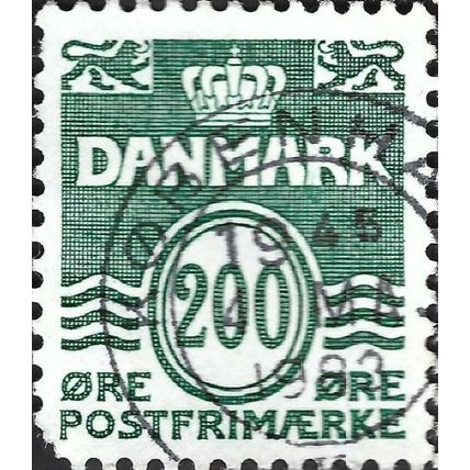 DENMARK, Triple wave lion, blue 1983, 200ore, #2