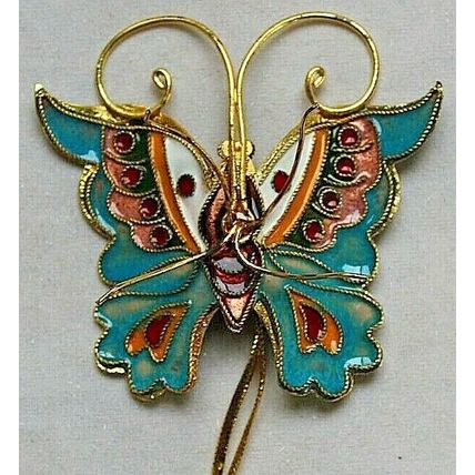 Vintage Cloisonne Butterfly Ornament - Boxed