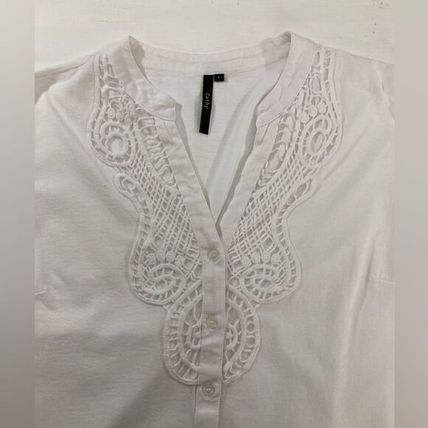 Cathy White Sleeveless Top Womens Large L Casual Blouse Summer Shirt