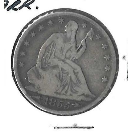 1855-O Us Silver Liberty Half Dollar VG