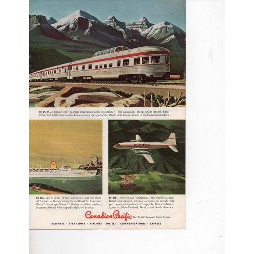 Canadian Pacific vintage Full Page Print Ad April 1958