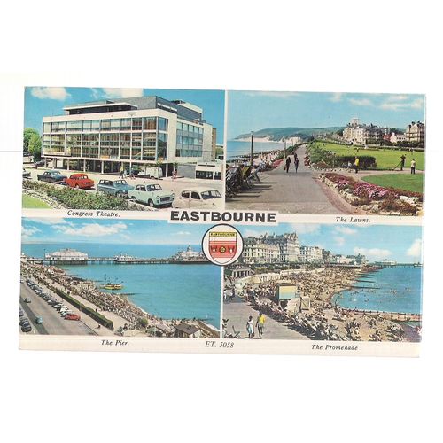 EASTBOURNE, SUSSEX multiview unused vintage postcard. 1960s =