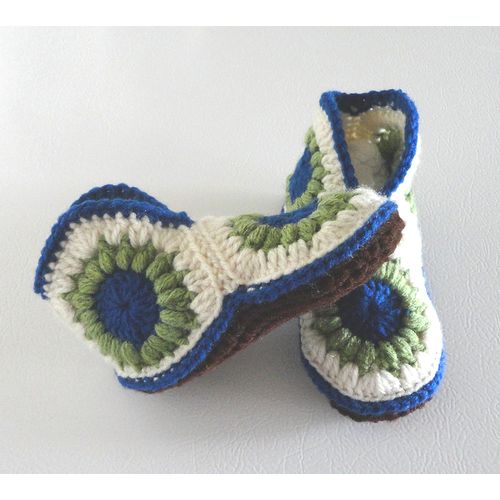 Toddler booties #B025 crochet cowboy style boots footwear 2-4 years