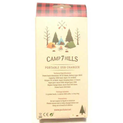 Portable USB Power Bank Camping Design Camp 7 Hills