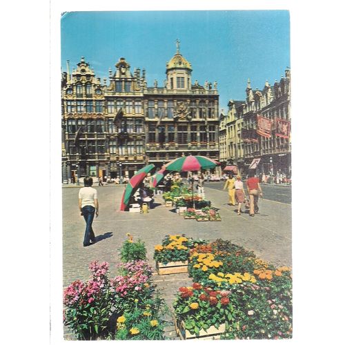 THE MARKET PLACE, BRUSSELS, Belgium .used postcard 1982 postmark BRUXELLES =