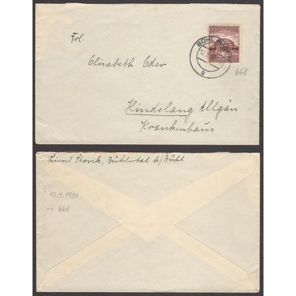 Germany 1938, Cover from Buhl with Michel #668. Used