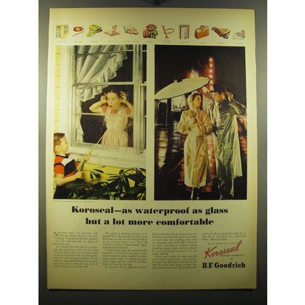 1950 B.F. Goodrich Koroseal Ad - Koroseal - as waterproof as glass
