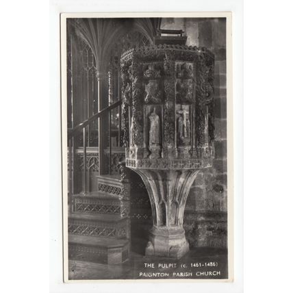 The Pulpit Paignton Parish Church Postcard RP Devon