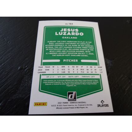 2021 Donruss Card # 184 Jesus Luzardo Mint (9) Oakland Athletics