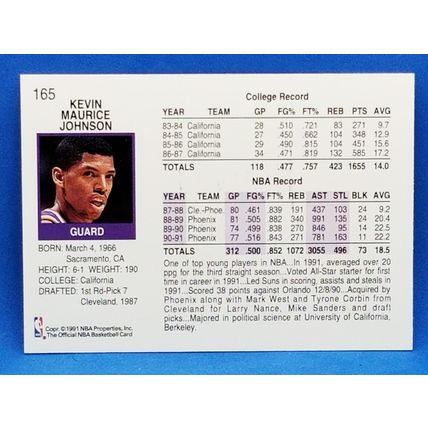 1991-92 Hoops #165 Kevin Johnson