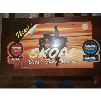 Skoal 1993 Plastic Two Sided Long Cut Sign