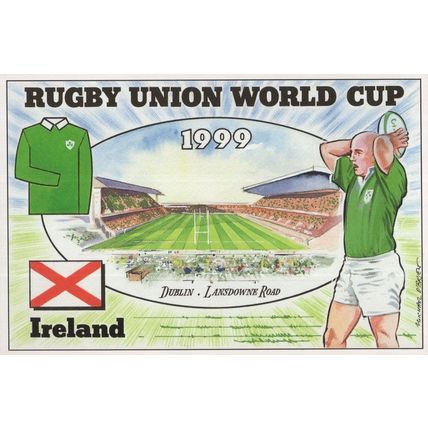 Irish Team Rugby Union World Cup Dublin Stadium 1999 Postcard