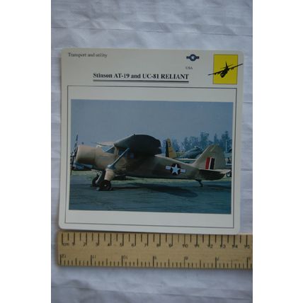 Stinson AT-19 & UC-81 Reliant- USA - Transport & Utility - Collectors Club Card