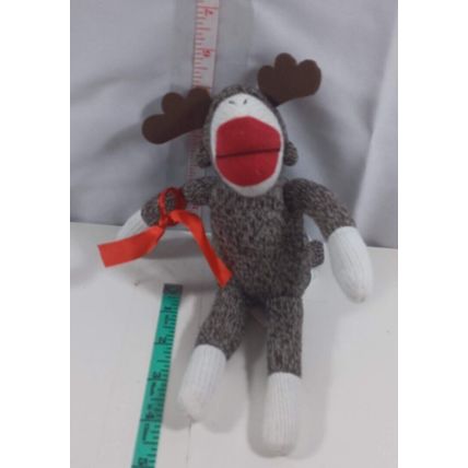 Sock Monkey Reindeer Antlers Galerie 9" Plush Stuffed Animal Christmas