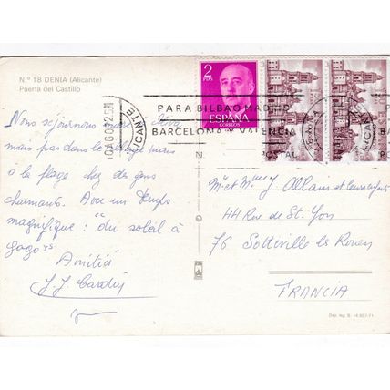 Denia puerte del Castillo Spain Postcard posted 1972 VGC
