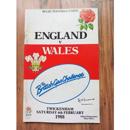 1988 England vs Wales Five Nations Programme & Ticket, Twickenham, Rugby Union
