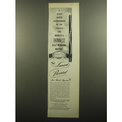 1960 Lucien Piccard Watch Ad - A great watch achievement of the century