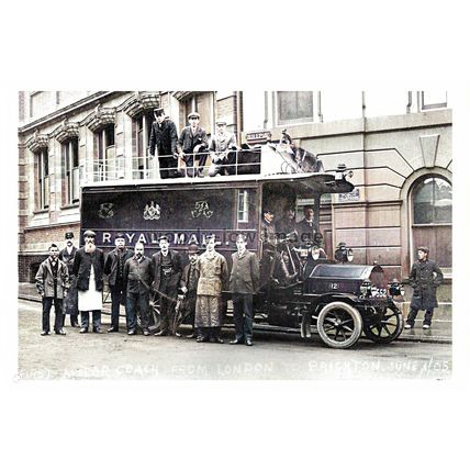 ptc1991 - Sussex - 1st Motor Coach (Royal Mail) London to Brighton - print 6x4