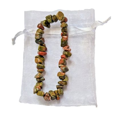 Unakite Chip Crystal Bracelet