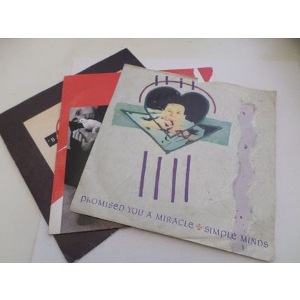 SIMPLE MINDS - 3 X 7" VINYL SINGLES - PROMISED YOU A MIRACLE, SANCTIFY YOURSEL