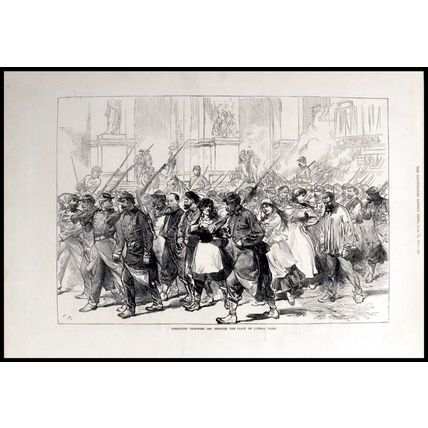 COMMUNIST PRISONERS LED THROUGH THE PLACE DE L’OPERA, PARIS 1871 ENGRAVING