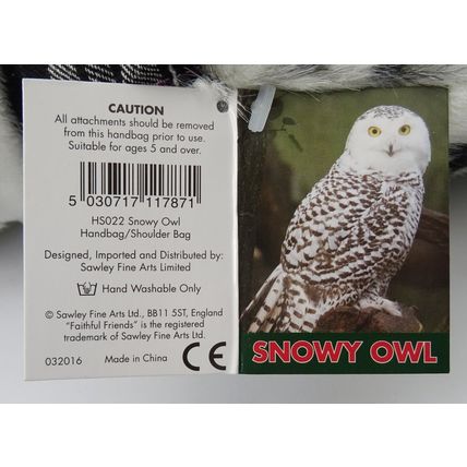 Snowy Owl shaped hand or shoulder bag by Faithful Friends Collectables
