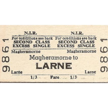 Northern Ireland Railways Edmondson Ticket - Magheramorne to Larne